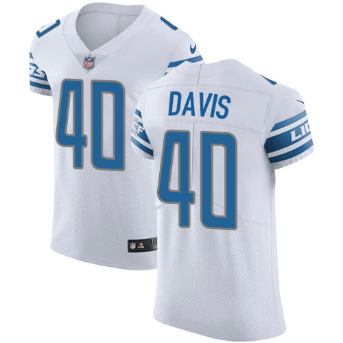 Nike Lions #40 Jarrad Davis White Men's Stitched NFL Vapor Untouchable Elite Jersey